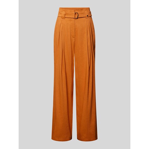 Spodnie lniane rozkloszowane z paskiem ze sklepu Peek&Cloppenburg  w kategorii Spodnie damskie - zdjęcie 171982919
