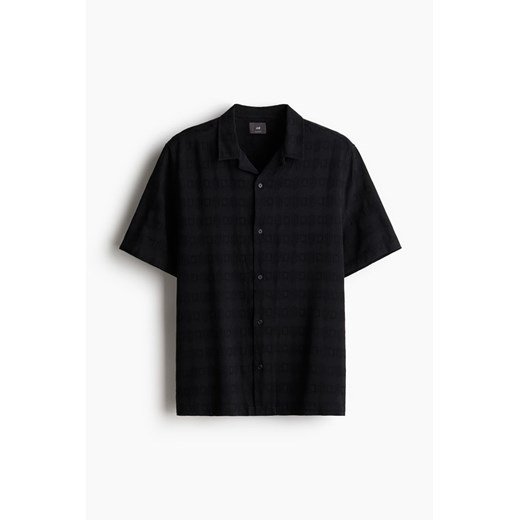 H & M - Żakardowa koszula z otwartymi klapami Regular Fit - Czarny H & M S H&M