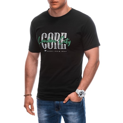 T-shirt męski z nadrukiem 1922S - czarny ze sklepu Edoti w kategorii T-shirty męskie - zdjęcie 171983847