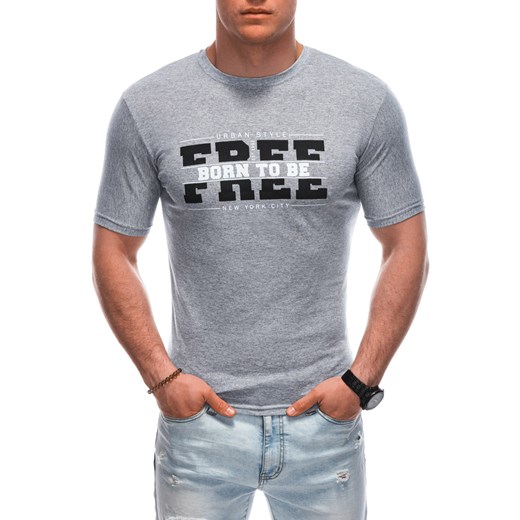 T-shirt męski z nadrukiem 1924S - szary ze sklepu Edoti w kategorii T-shirty męskie - zdjęcie 171983855