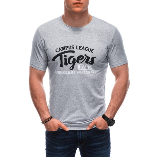 T-shirt męski z nadrukiem 1923S - szary ze sklepu Edoti w kategorii T-shirty męskie - zdjęcie 171983879