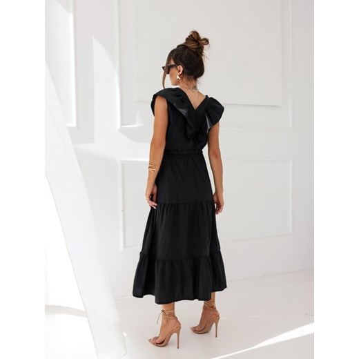 Sukienka Lisa Mayo maxi asymetryczna czarna w serek 