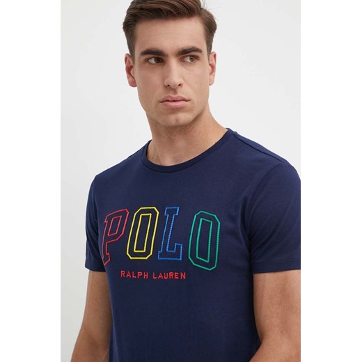 Polo Ralph Lauren t-shirt bawełniany męski kolor niebieski z aplikacją ze sklepu ANSWEAR.com w kategorii T-shirty męskie - zdjęcie 171987938
