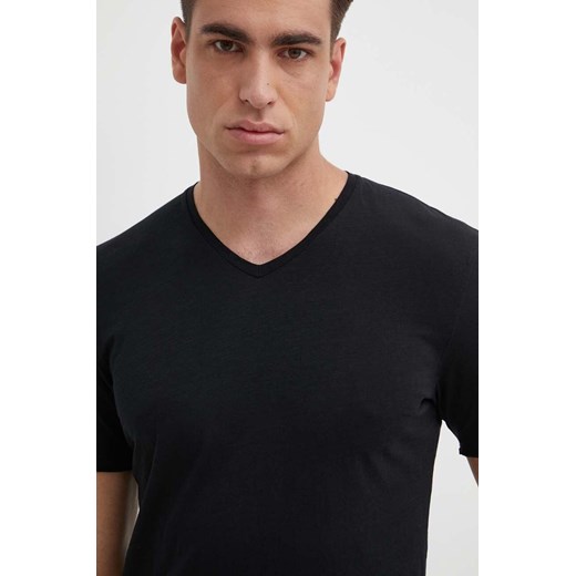 Sisley t-shirt bawełniany męski kolor czarny gładki ze sklepu ANSWEAR.com w kategorii T-shirty męskie - zdjęcie 171988007