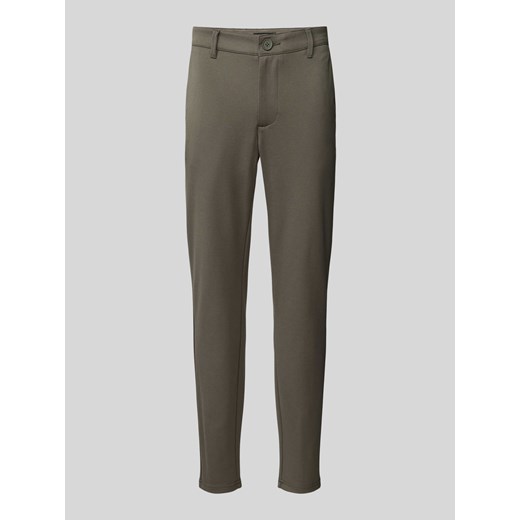 Spodnie o kroju tapered fit w jednolitym kolorze model ‘MARK’ ze sklepu Peek&Cloppenburg  w kategorii Spodnie męskie - zdjęcie 171989387