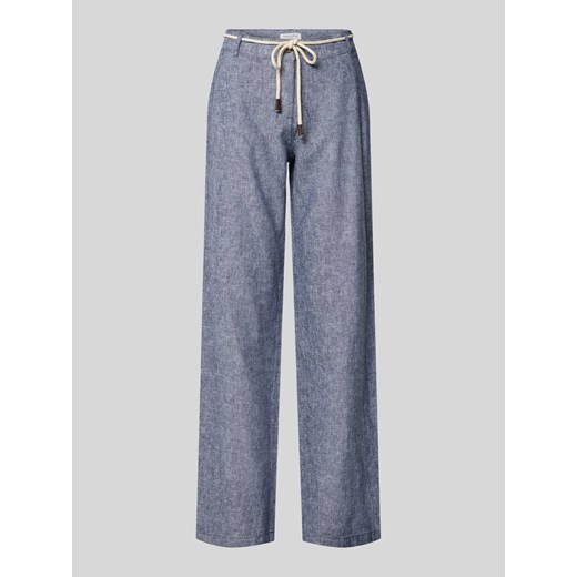 Spodnie lniane z szeroką nogawką i wiązanym paskiem ze sklepu Peek&Cloppenburg  w kategorii Spodnie damskie - zdjęcie 171989778