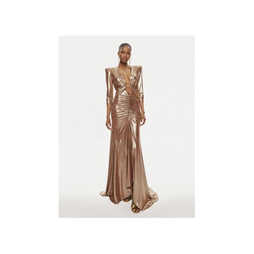 Babylon Sukienka wieczorowa S00858 Złoty Slim Fit ze sklepu MODIVO w kategorii Sukienki - zdjęcie 171991225