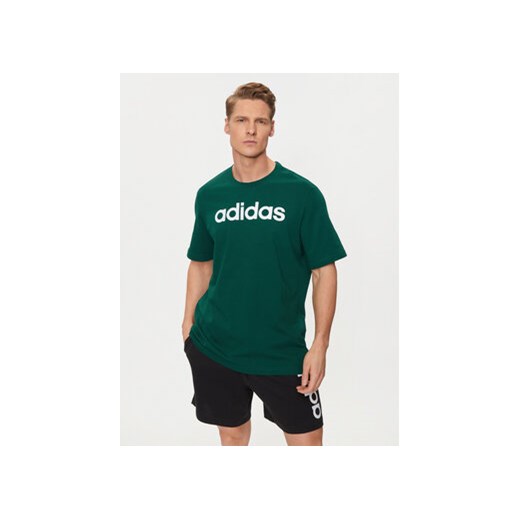 adidas T-Shirt Essentials Single Jersey Linear Embroidered Logo T-Shirt IJ8658 Zielony Regular Fit ze sklepu MODIVO w kategorii T-shirty męskie - zdjęcie 171991237