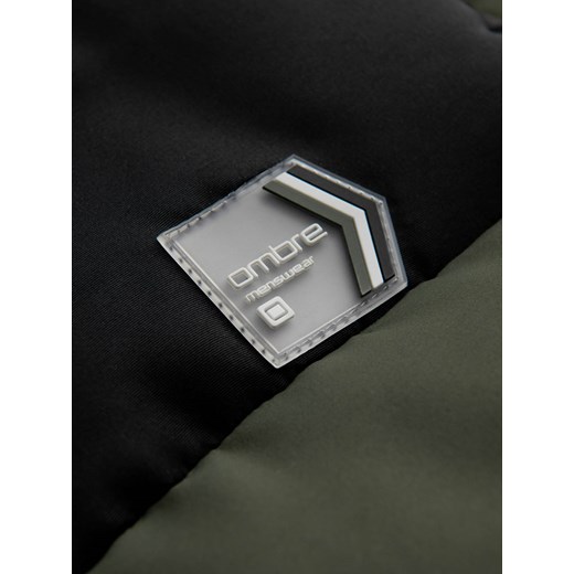 Męski pikowany bezrękawnik w kontrastowych kolorach - oliwkowy V4 OM-JAVJ-0161 L/XL ombre