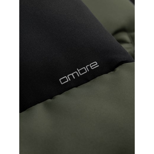 Męski pikowany bezrękawnik w kontrastowych kolorach - oliwkowy V4 OM-JAVJ-0161 S/M ombre