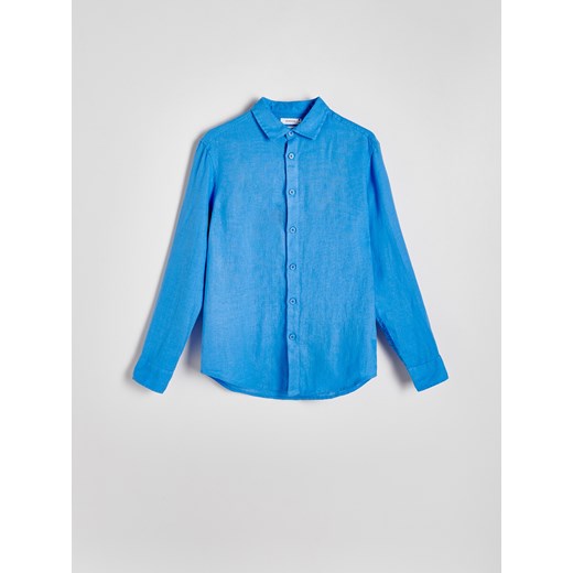 Reserved - Lniana koszula regular fit - niebieski ze sklepu Reserved w kategorii Koszule męskie - zdjęcie 171993905