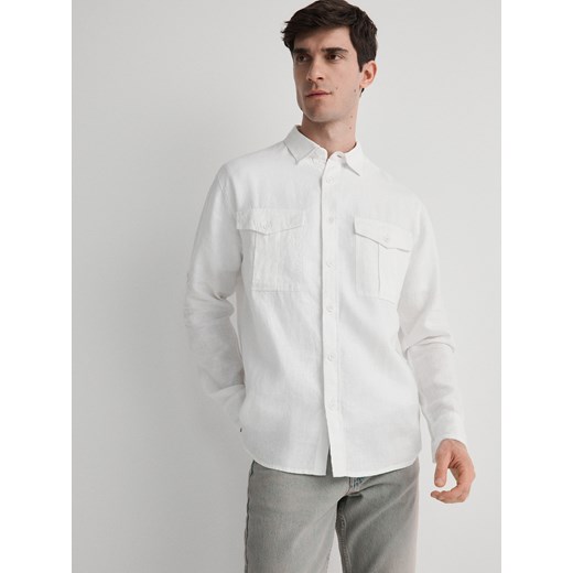 Reserved - Lniana koszula comfort fit - biały ze sklepu Reserved w kategorii Koszule męskie - zdjęcie 171993909