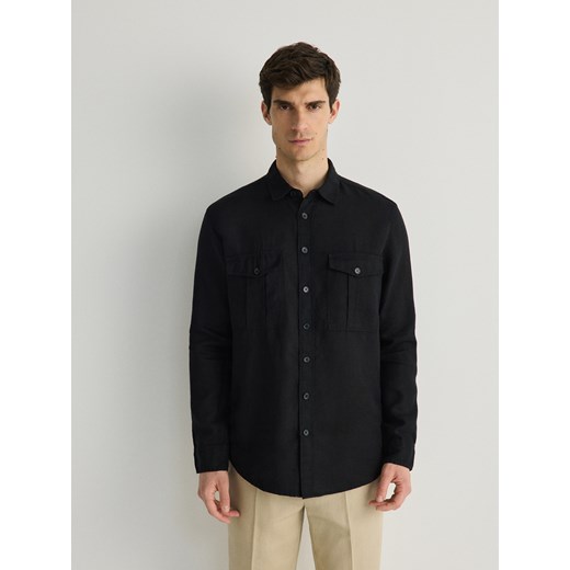 Reserved - Lniana koszula comfort fit - czarny Reserved S Reserved