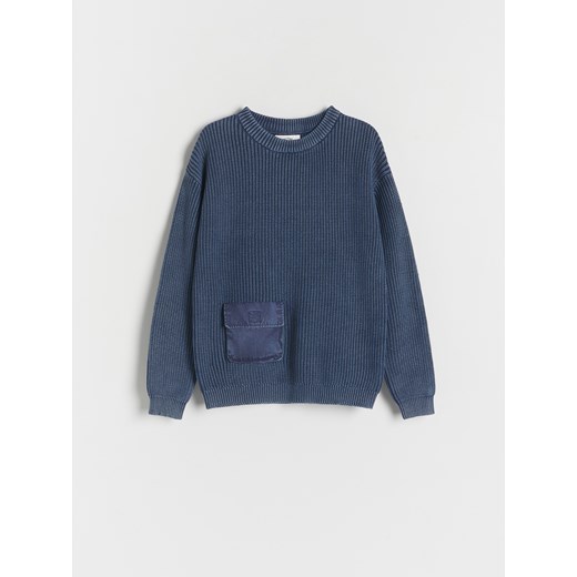 Reserved - Bawełniany sweter - granatowy ze sklepu Reserved w kategorii Swetry chłopięce - zdjęcie 171993985