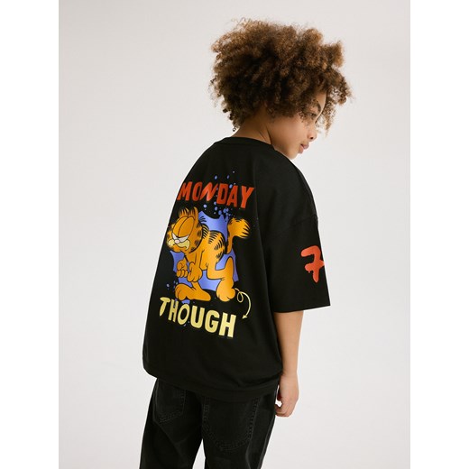 Reserved - T-shirt oversize Garfield - czarny ze sklepu Reserved w kategorii T-shirty chłopięce - zdjęcie 171994026