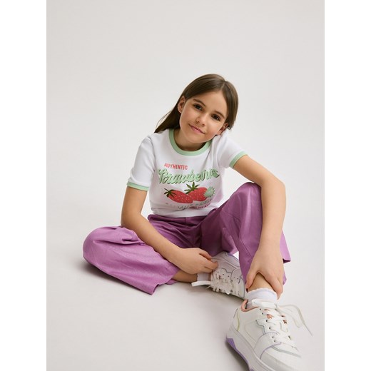 Reserved - T-shirt z nadrukiemm - biały ze sklepu Reserved w kategorii Bluzki dziewczęce - zdjęcie 171994078