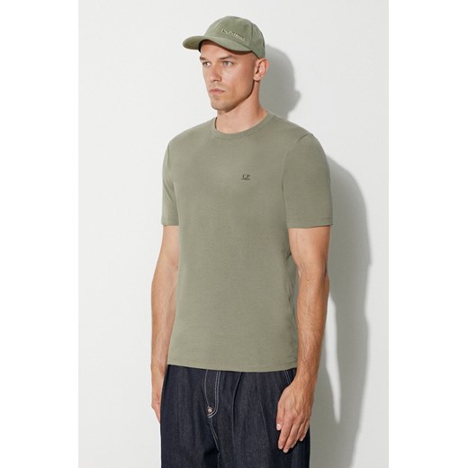 C.P. Company t-shirt bawełniany 30/1 JERSEY SMALL LOGO T-SHIRT kolor zielony gładki 15CMTS046A005100W ze sklepu ANSWEAR.com w kategorii T-shirty męskie - zdjęcie 171995749