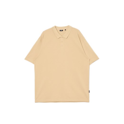 Cropp - T-shirt polo w kolorze beżowym - beżowy ze sklepu Cropp w kategorii T-shirty męskie - zdjęcie 171997407