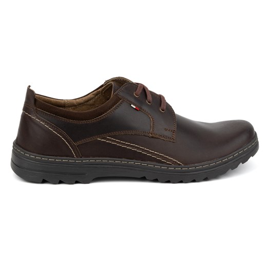 Buty męskie skórzane casual sznurowane 309GT brązowe ze sklepu butyolivier w kategorii Półbuty męskie - zdjęcie 171997789