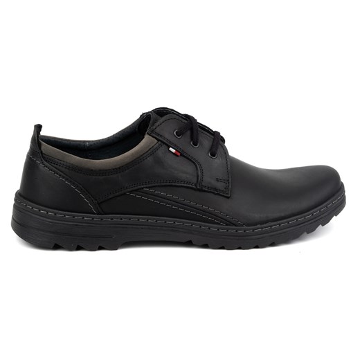 Buty męskie skórzane casual sznurowane 309GT czarne ze sklepu butyolivier w kategorii Półbuty męskie - zdjęcie 171997907