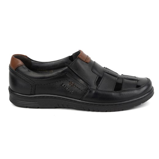 Buty męskie skórzane casual 86KAM licowe czarne ze sklepu butyolivier w kategorii Półbuty męskie - zdjęcie 171998226