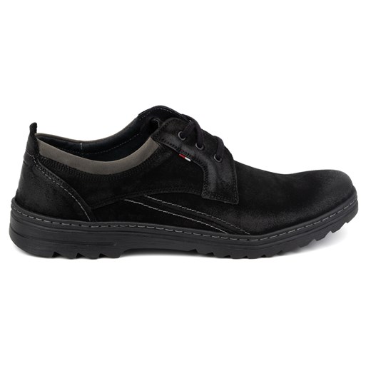 Buty męskie skórzane casual sznurowane zamszowe 309GT czarne ze sklepu butyolivier w kategorii Półbuty męskie - zdjęcie 171998617