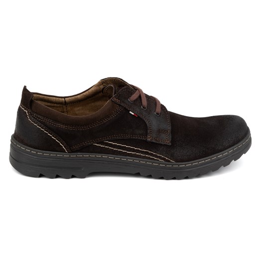 Buty męskie skórzane casual sznurowane zamszowe 309GT brązowe ze sklepu butyolivier w kategorii Półbuty męskie - zdjęcie 171998638