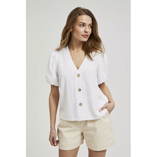 Koszula z krótkimi bufiastymi rękawami biała ze sklepu Moodo.pl w kategorii Bluzki damskie - zdjęcie 171999388