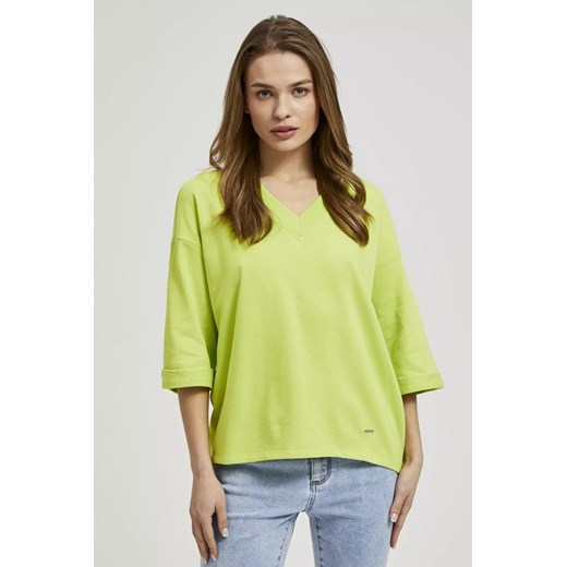 Bluza z rękawami 3/4 zielona ze sklepu Moodo.pl w kategorii Bluzy damskie - zdjęcie 172000025