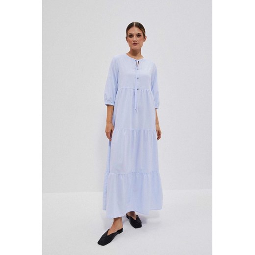 Sukienka maxi z wiązaniem na dekolcie błękitna ze sklepu 5.10.15 w kategorii Sukienki - zdjęcie 172002779