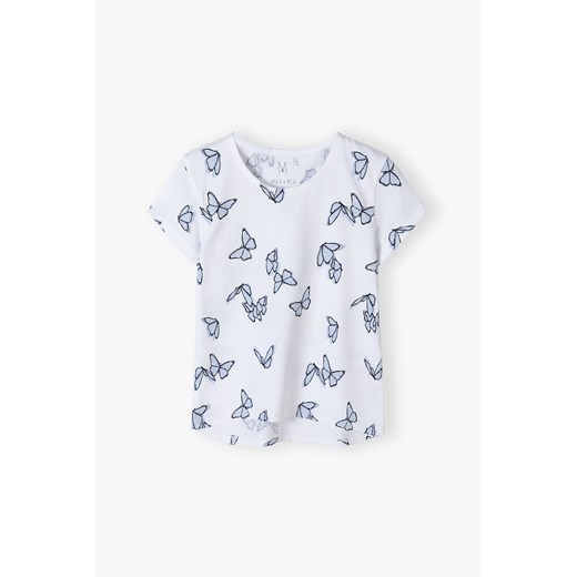 Bawełniany t-shirt dla dziewczynki biały w motyle Max & Mia By 5.10.15. 134 5.10.15