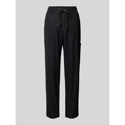 Spodnie lniane o kroju regular fit z tunelem ze sklepu Peek&Cloppenburg  w kategorii Spodnie damskie - zdjęcie 172005489