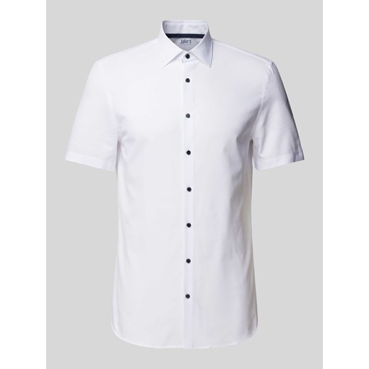 Koszula biznesowa o kroju slim fit z drobnym wzorem i kołnierzykiem typu kent ze sklepu Peek&Cloppenburg  w kategorii Koszule męskie - zdjęcie 172005909
