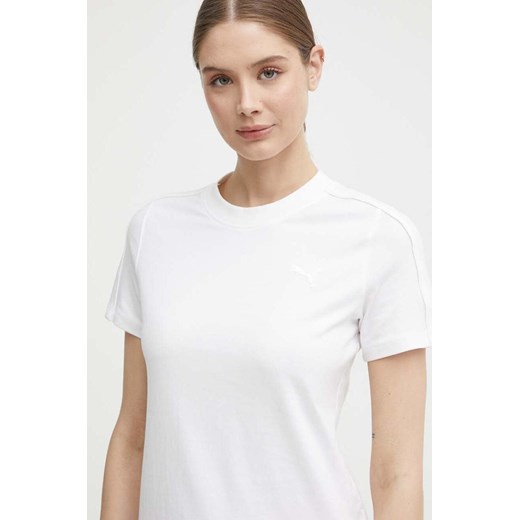 Puma t-shirt bawełniany HER damski kolor biały 677883 ze sklepu ANSWEAR.com w kategorii Bluzki damskie - zdjęcie 172010338
