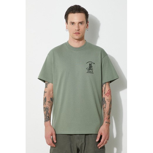 Carhartt WIP t-shirt bawełniany S/S Icons T-Shirt męski kolor zielony z aplikacją I033271.22RXX ze sklepu PRM w kategorii T-shirty męskie - zdjęcie 172010499