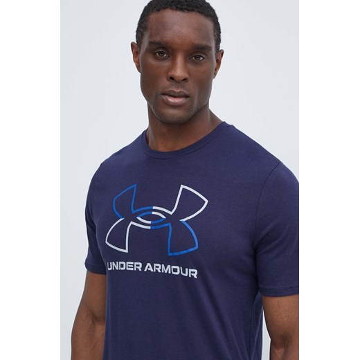 Under Armour t-shirt męski kolor granatowy wzorzysty ze sklepu ANSWEAR.com w kategorii T-shirty męskie - zdjęcie 172010556