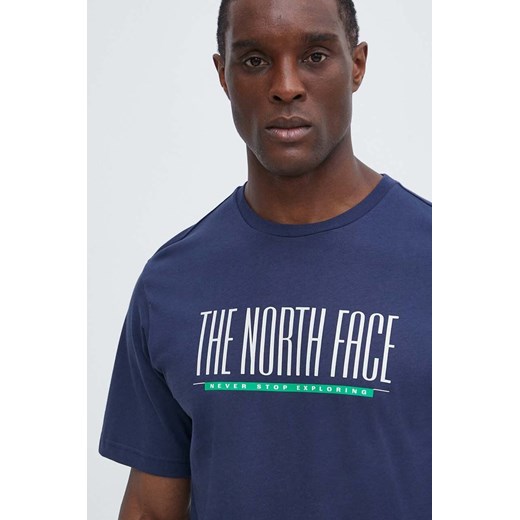 The North Face t-shirt bawełniany męski kolor granatowy z nadrukiem NF0A87E78K21 ze sklepu ANSWEAR.com w kategorii T-shirty męskie - zdjęcie 172010585