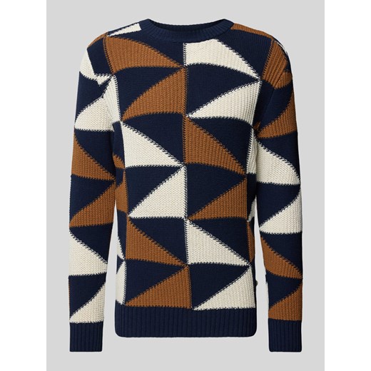 Sweter z dzianiny we wzory na całej powierzchni ze sklepu Peek&Cloppenburg  w kategorii Swetry męskie - zdjęcie 172010735