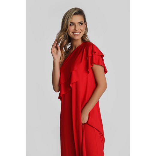 Sukienka z dekoltem w literę v czerwona 