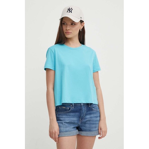 Sisley t-shirt bawełniany damski kolor niebieski ze sklepu ANSWEAR.com w kategorii Bluzki damskie - zdjęcie 172021338