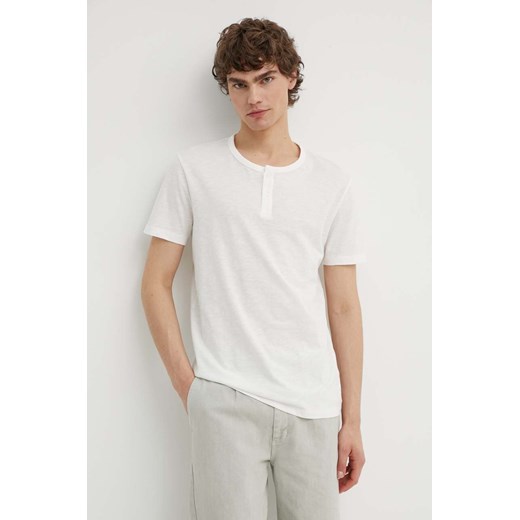 Marc O&apos;Polo t-shirt bawełniany męski kolor biały gładki ze sklepu ANSWEAR.com w kategorii T-shirty męskie - zdjęcie 172021368