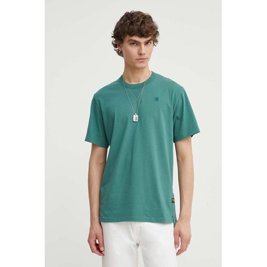 G-Star Raw t-shirt bawełniany męski kolor zielony gładki ze sklepu ANSWEAR.com w kategorii T-shirty męskie - zdjęcie 172021378