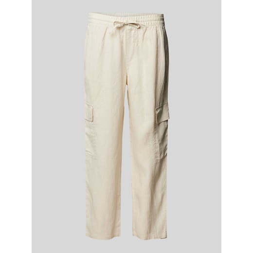 Spodnie lniane z kieszeniami cargo ze sklepu Peek&Cloppenburg  w kategorii Spodnie damskie - zdjęcie 172024009