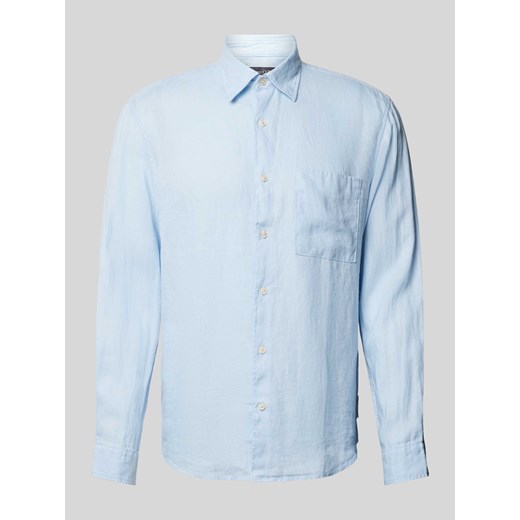 Koszula lniana o kroju regular fit z kieszenią na piersi ze sklepu Peek&Cloppenburg  w kategorii Koszule męskie - zdjęcie 172024739