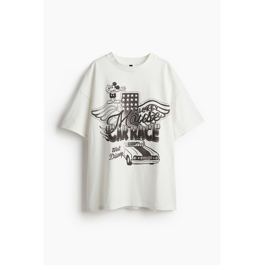 H & M - T-shirt oversize z nadrukiem - Biały H & M XXL H&M
