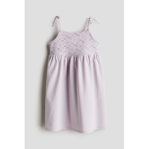 H & M - Dżersejowa sukienka o szydełkowym wyglądzie - Fioletowy ze sklepu H&M w kategorii Sukienki dziewczęce - zdjęcie 172025185