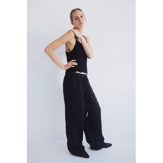 H & M - Muślinowe spodnie bez zapięcia - Czarny ze sklepu H&M w kategorii Spodnie damskie - zdjęcie 172025217
