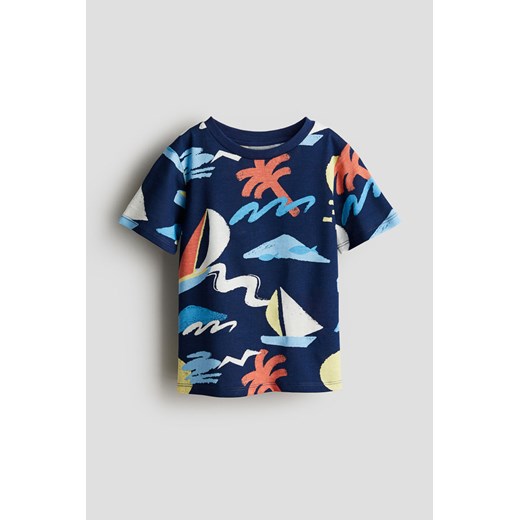 H & M - T-shirt z nadrukiem - Niebieski H & M 140 (8-10Y) H&M