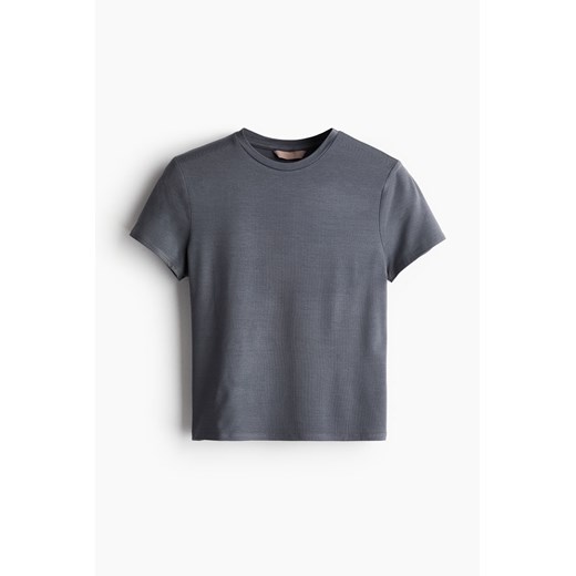 H & M - Dopasowany T-shirt - Szary ze sklepu H&M w kategorii Bluzki damskie - zdjęcie 172025356