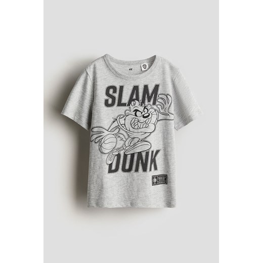 H & M - Bawełniany T-shirt z nadrukiem - Szary ze sklepu H&M w kategorii T-shirty chłopięce - zdjęcie 172025376